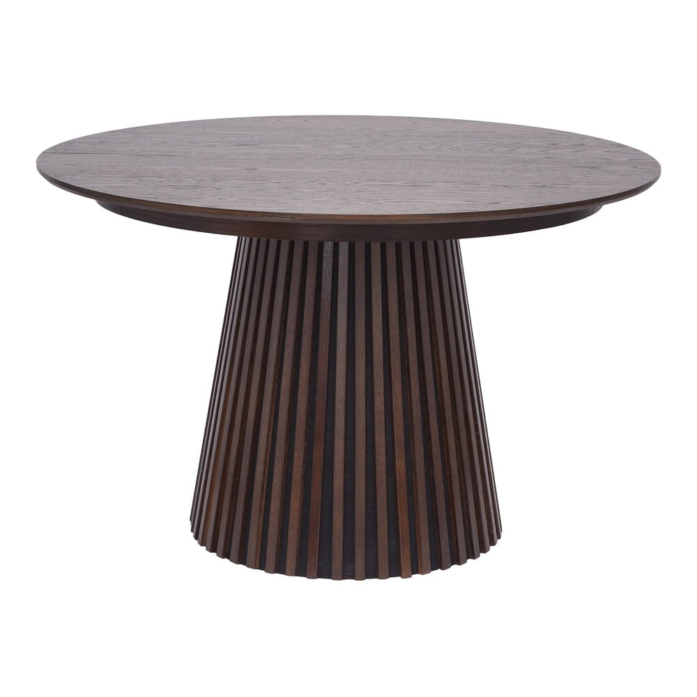 Masă de dining rotundă extensibilă cu blat cu aspect de lemn de stejar ø 120 cm Osaka – House Nordic