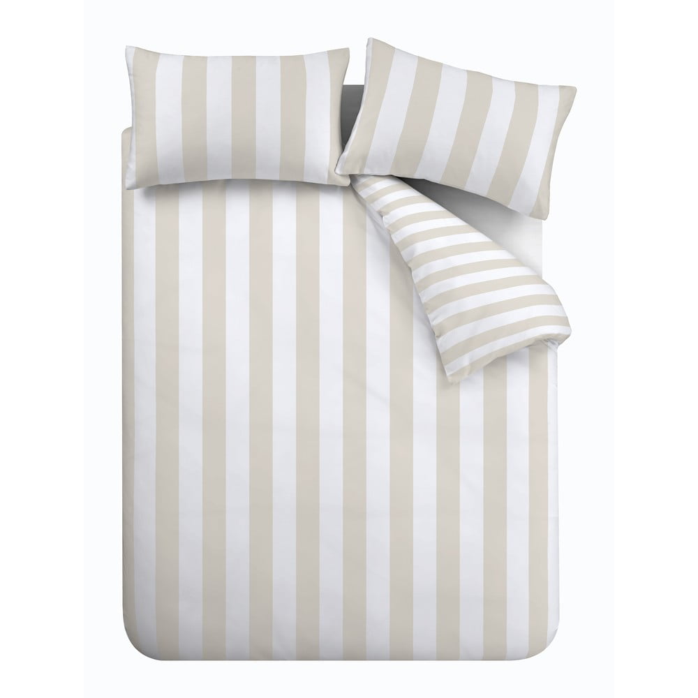 Lenjerie de pat albă/bej pentru pat dublu 200x200 cm Cove – Catherine Lansfield