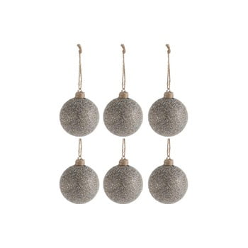 Set 6 globuri pentru crăciun j-line xmas, ø 8 cm, gri