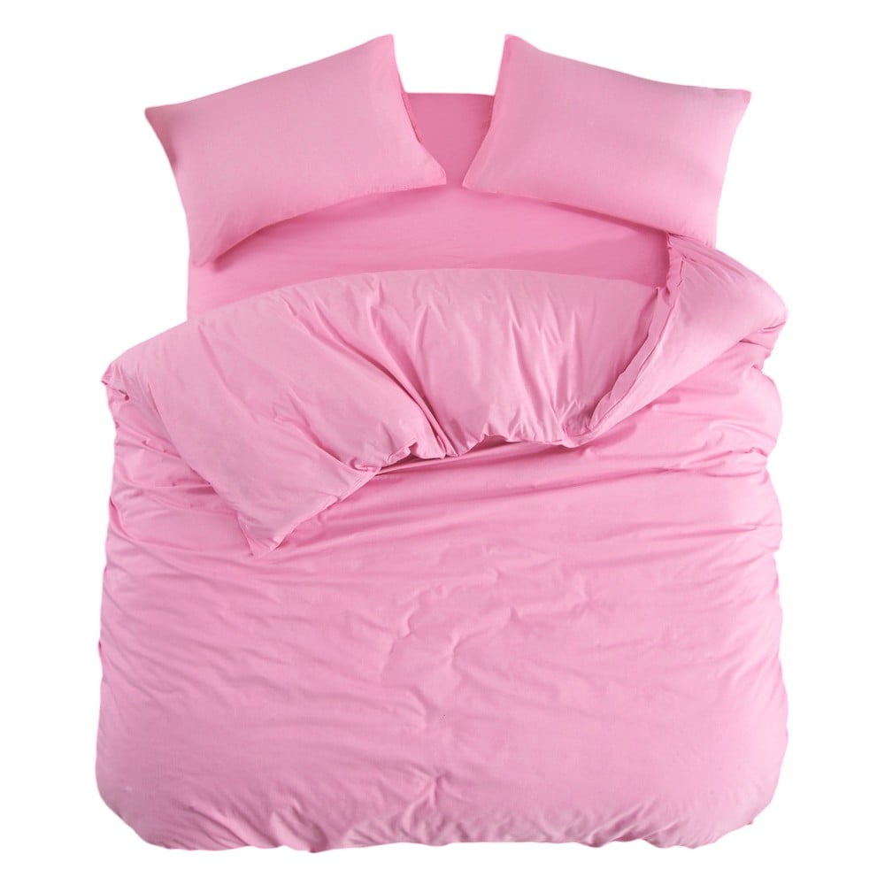 Lenjerie de pat roz pentru pat de o persoană/extinsă cu cearceaf inclus/cu 3 piese 160x220 cm Classic – Mila Home