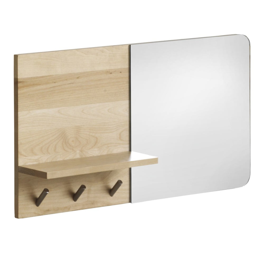 Oglindă de perete cu raft din lemn de mesteacăn Geese Stockholm bonami.ro imagine 2022