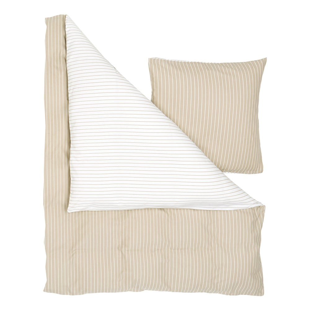 Lenjerie de pat din flanel westwing collection talin, 135 x 200 cm, alb-bej