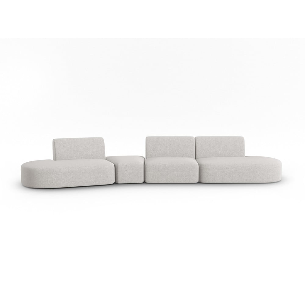 Canapea gri deschis cu tapițerie din chenille cu colț pe partea stângă 428 cm Paolo – Milo Casa
