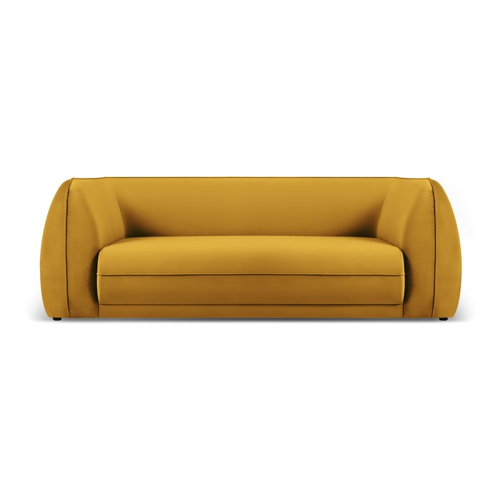 Canapea galbenă cu tapițerie din catifea 225 cm Lando – Micadoni Home