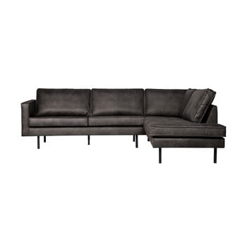 Colțar din piele artificială cu șezlong pe partea dreaptă bepurehome rodeo, negru