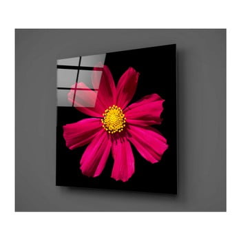 Tablou din sticlă Insigne Flowerina, 30 x 30 cm, negru-roșu