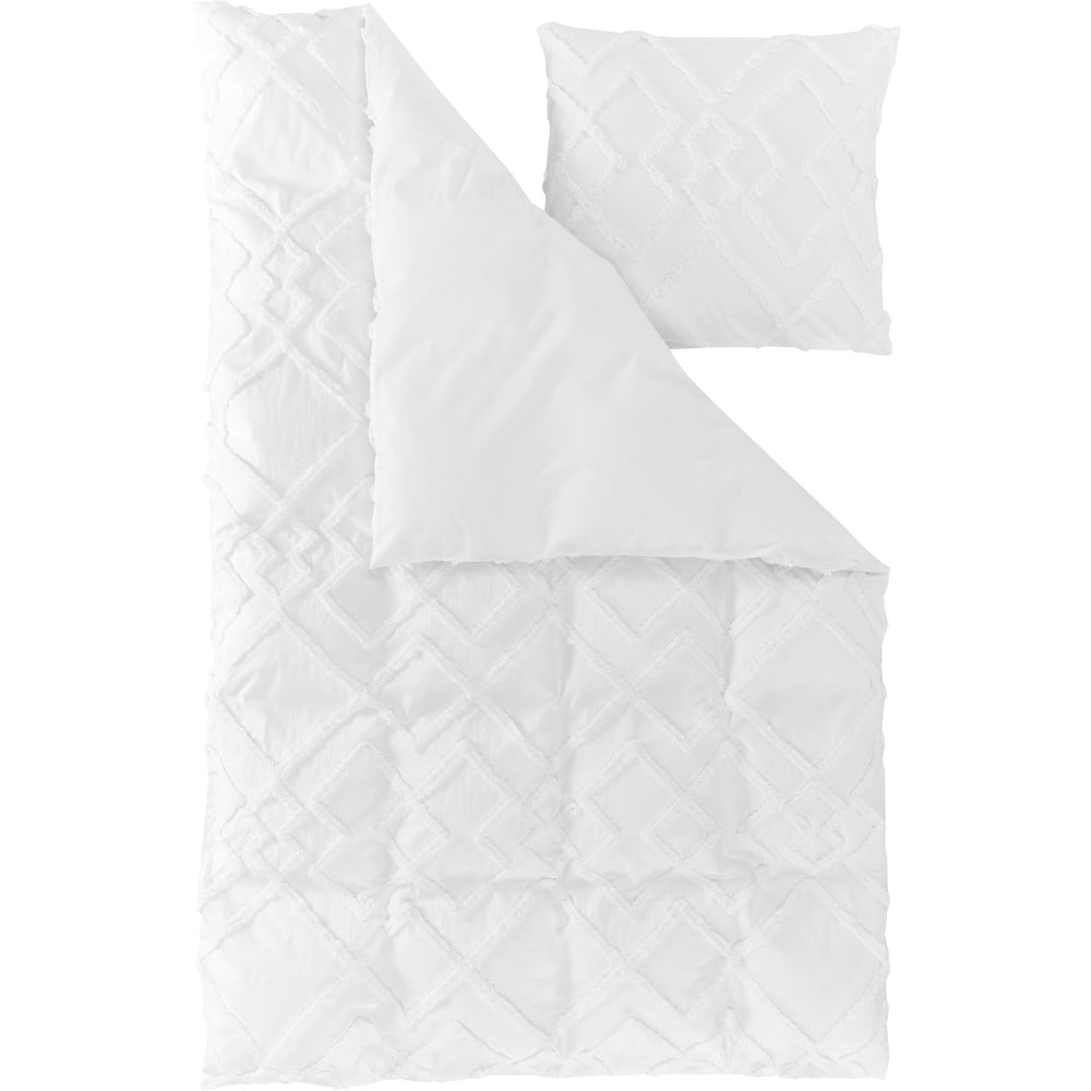 Lenjerie de pat din bumbac percale westwing collection faith, 155 x 220 cm, alb