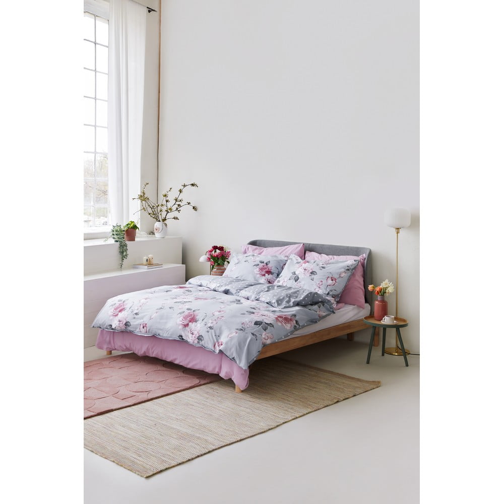 Lenjerie de pat din bumbac pentru pat dublu Bonami Selection Belle, 160 x 200 cm, gri 160 imagine noua somnexpo.ro
