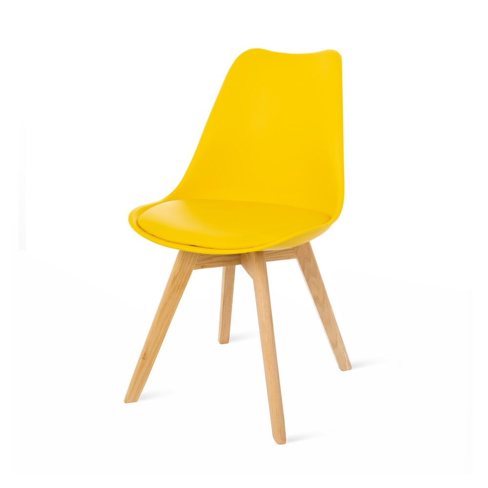 Set 2 scaune cu picioare din lemn de fag loomi.design Retro, galben Bonami Essentials